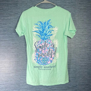 Simply Southern Turquoise Graphic Print Short Sleeve T-Shirt Tee Top Small